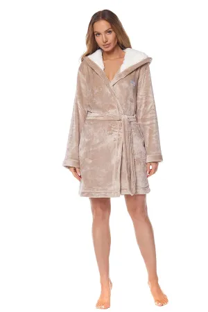 Long Sleeved Short Length Champagne Bathrobe by L&L Collection