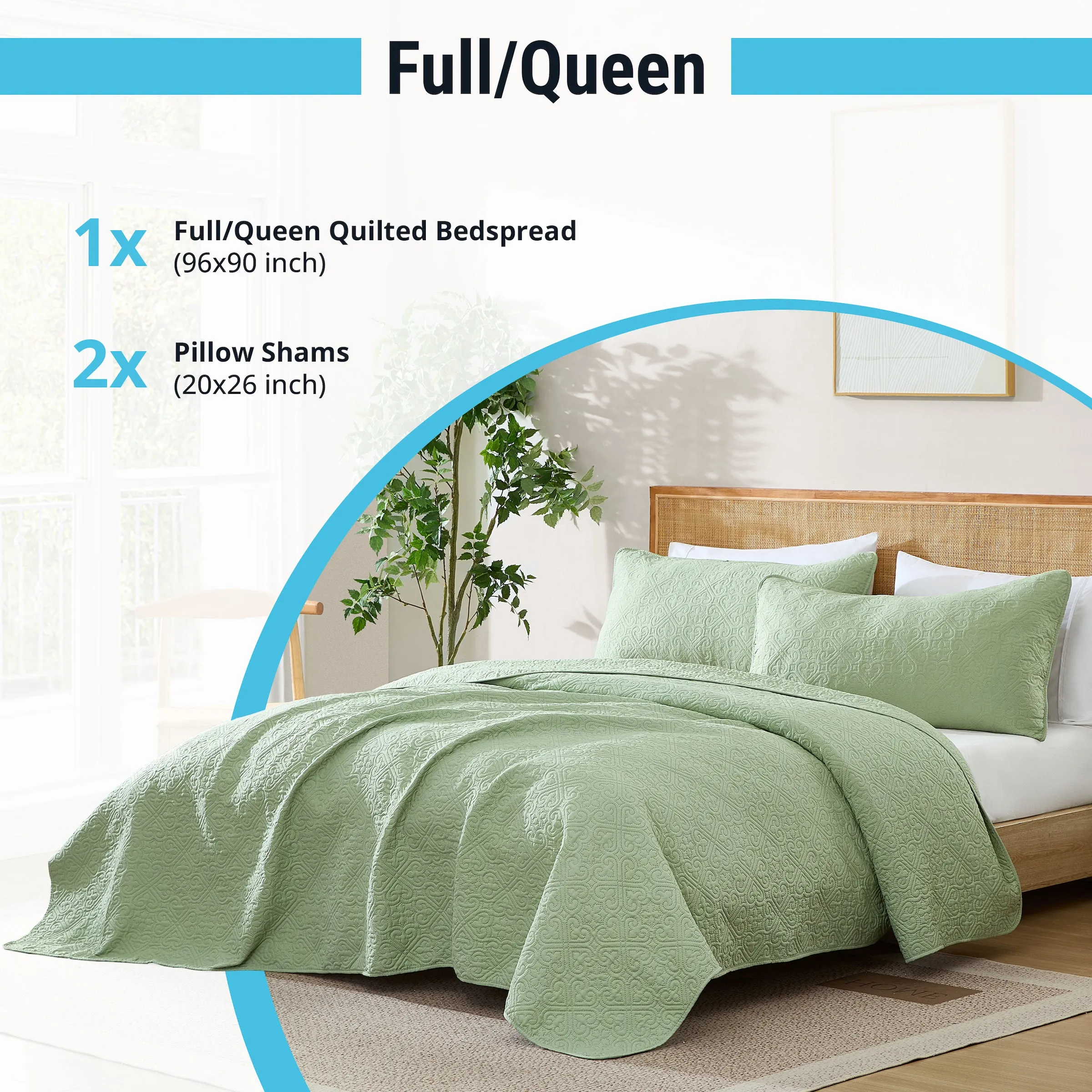 Lorenzo - 3 Piece Quilt Set, Lightweight Bedspread Coverlet Set