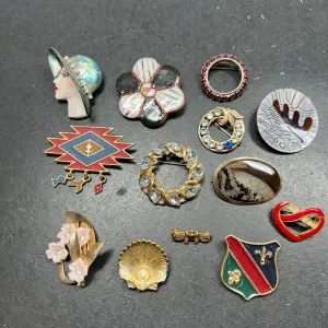 Lot of Assorted Brooches Styles Vary