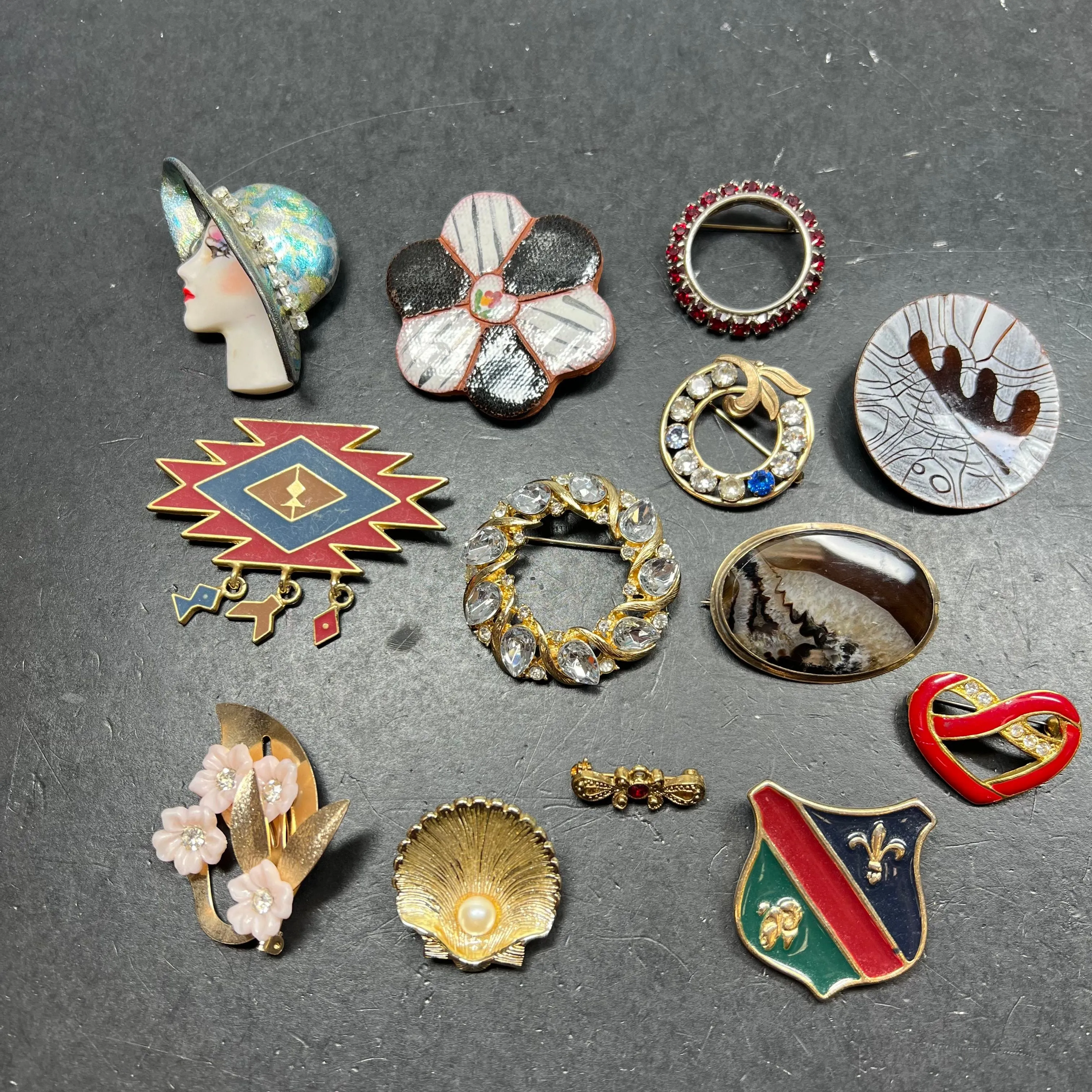 Lot of Assorted Brooches Styles Vary