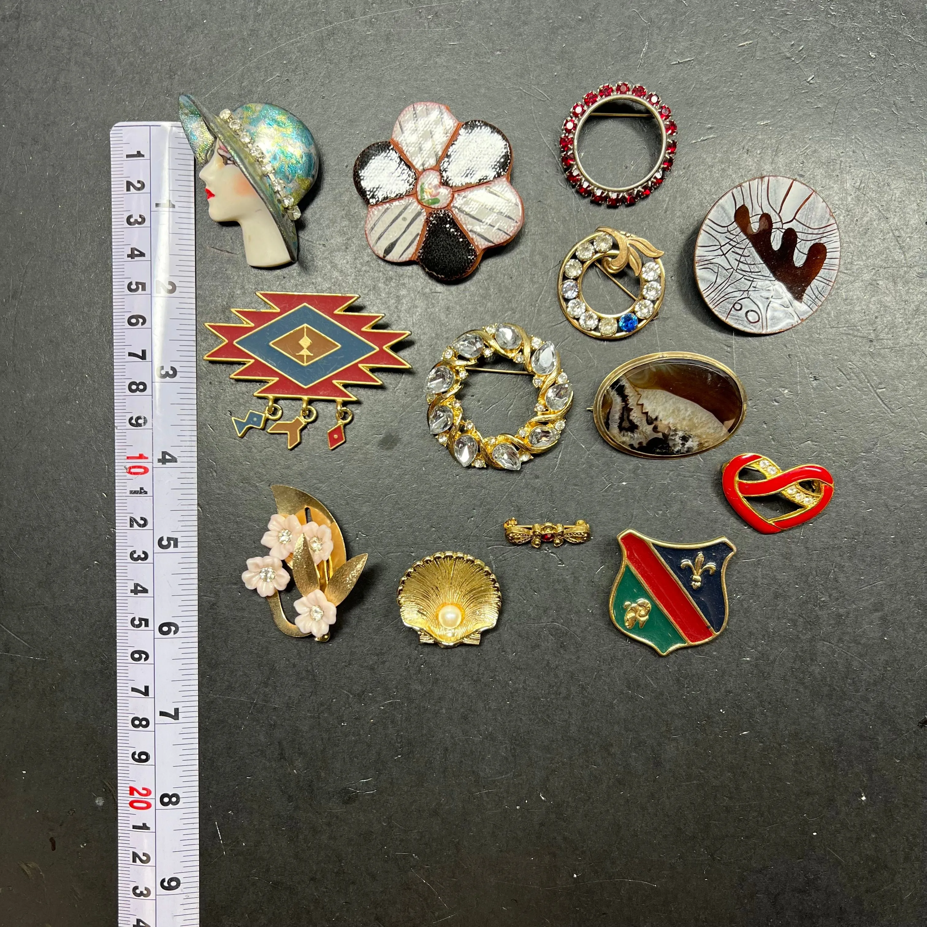 Lot of Assorted Brooches Styles Vary