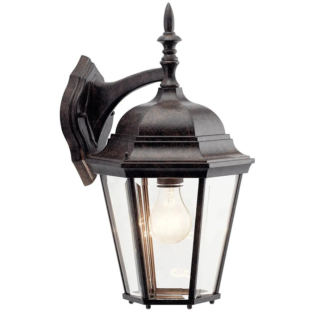 Madison 17 In 1-Light Outdoor Wall Light with Clear Beveled Glass, Bronze Finish