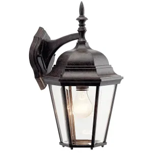 Madison 17 In 1-Light Outdoor Wall Light with Clear Beveled Glass, Bronze Finish