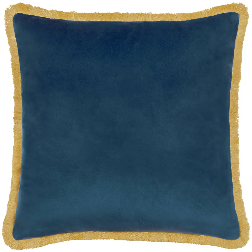 Marais Cosmos Printed Chenille Cushion Blue/Yellow