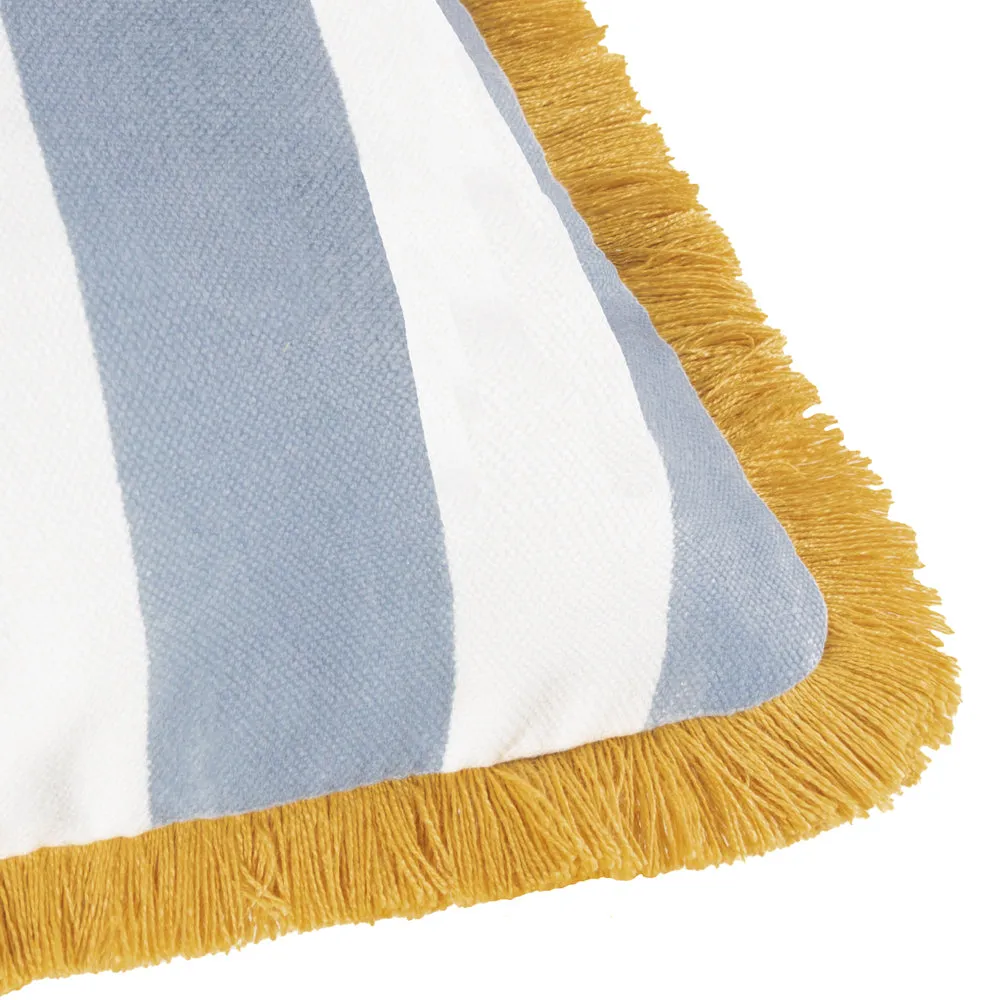 Marais Cosmos Printed Chenille Cushion Blue/Yellow