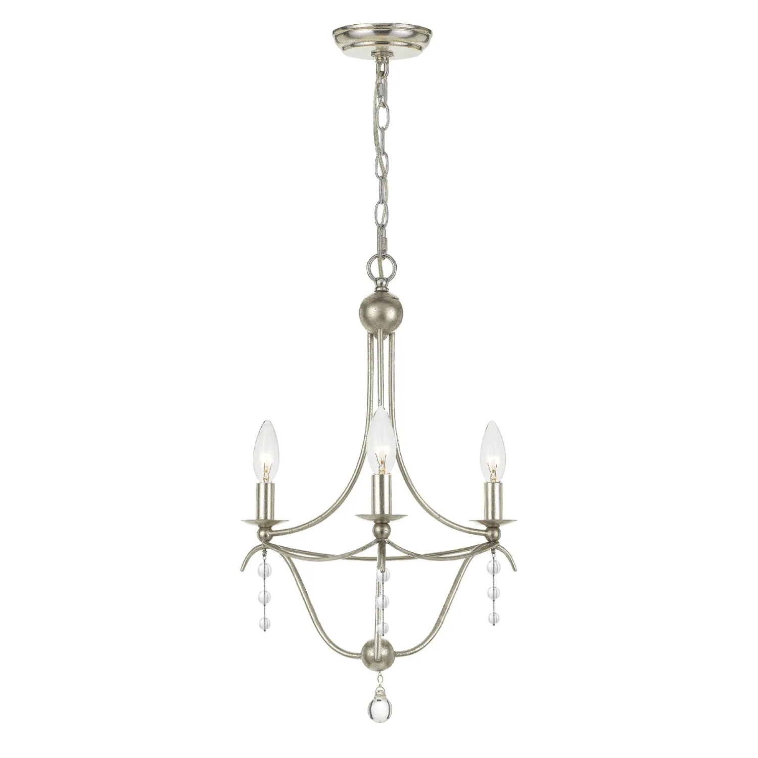 Metro 3 Light Antique Silver Mini Chandelier