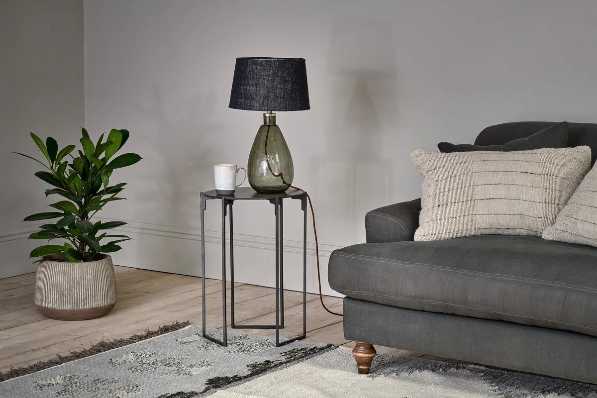 Nkuku Baba Recycled Green Smoke Glass Table Lamp Small Tall