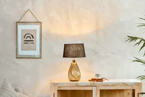 Nkuku Baba Recycled Green Smoke Glass Table Lamp Small Tall