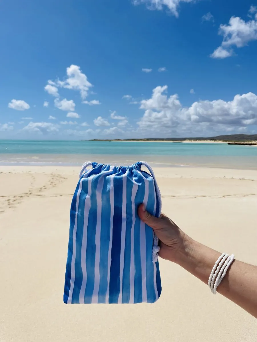 Ocean Blue Large Beach Towel & Pouch