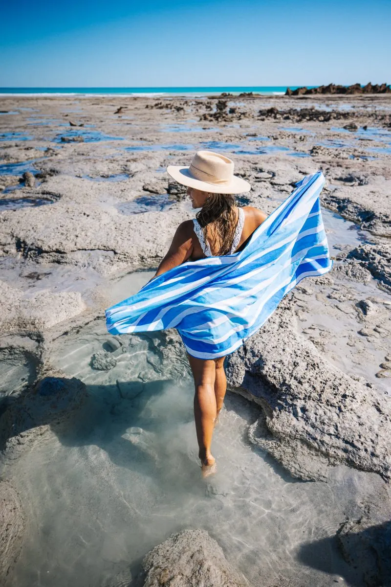 Ocean Blue Large Beach Towel & Pouch