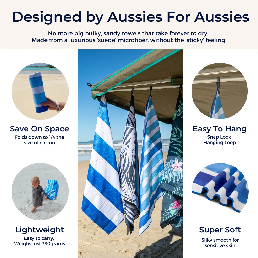 Ocean Blue Large Beach Towel & Pouch