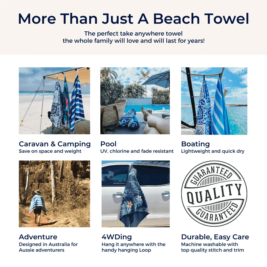 Ocean Blue Large Beach Towel & Pouch