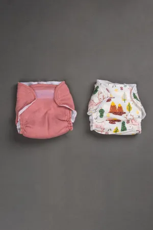 Oh Baby Cotton Interlock Knit Animal Print Nappy Pack Of - 2 - Pink & Assorted - P201