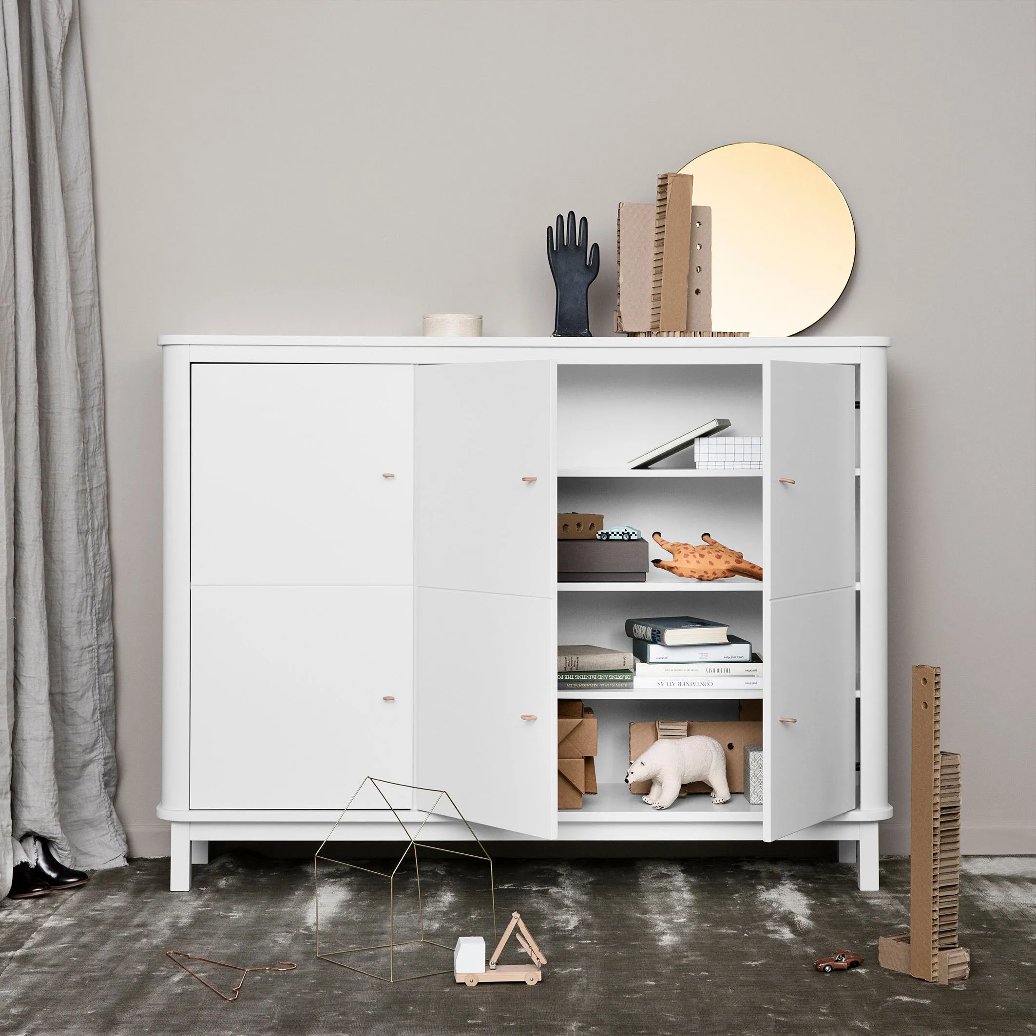 Oliver Furniture Wood Multi Cupboard 3 Doors White