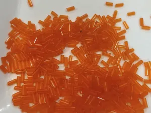 Orange Transparent Bugle / Pipe Beads