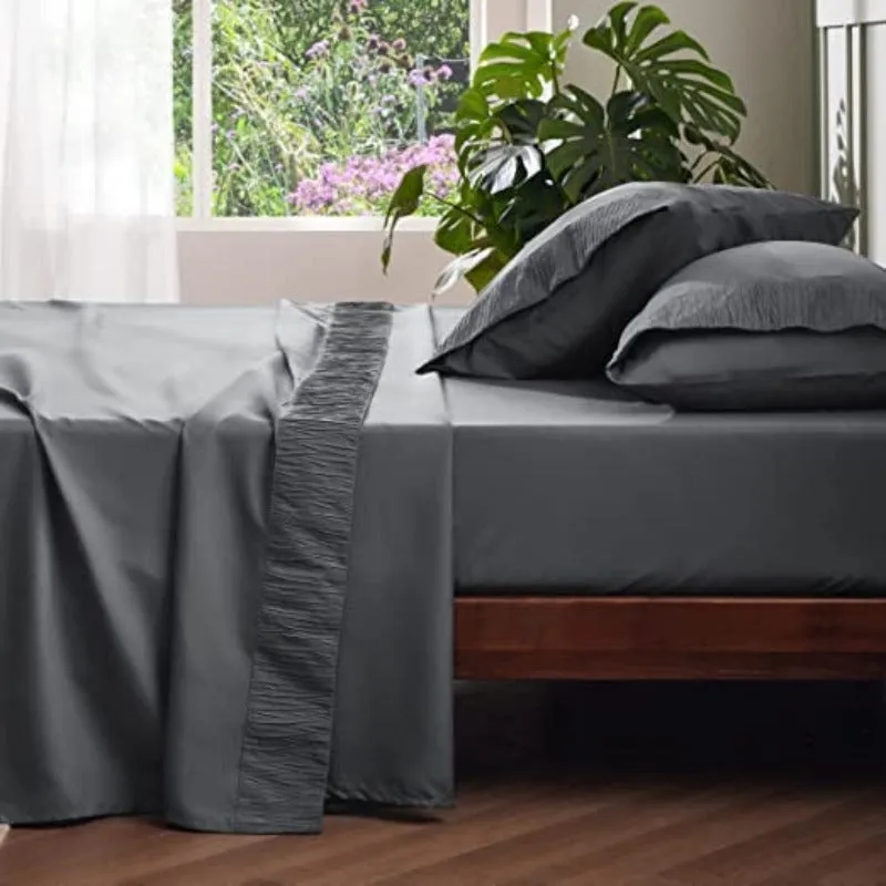 Pack Of 4 Hotel Luxury Burgundy Sheets, Easy Care Cooling Bed Sheet Set