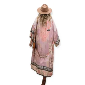 Pink Paradise Kimono Beach Cover-Up