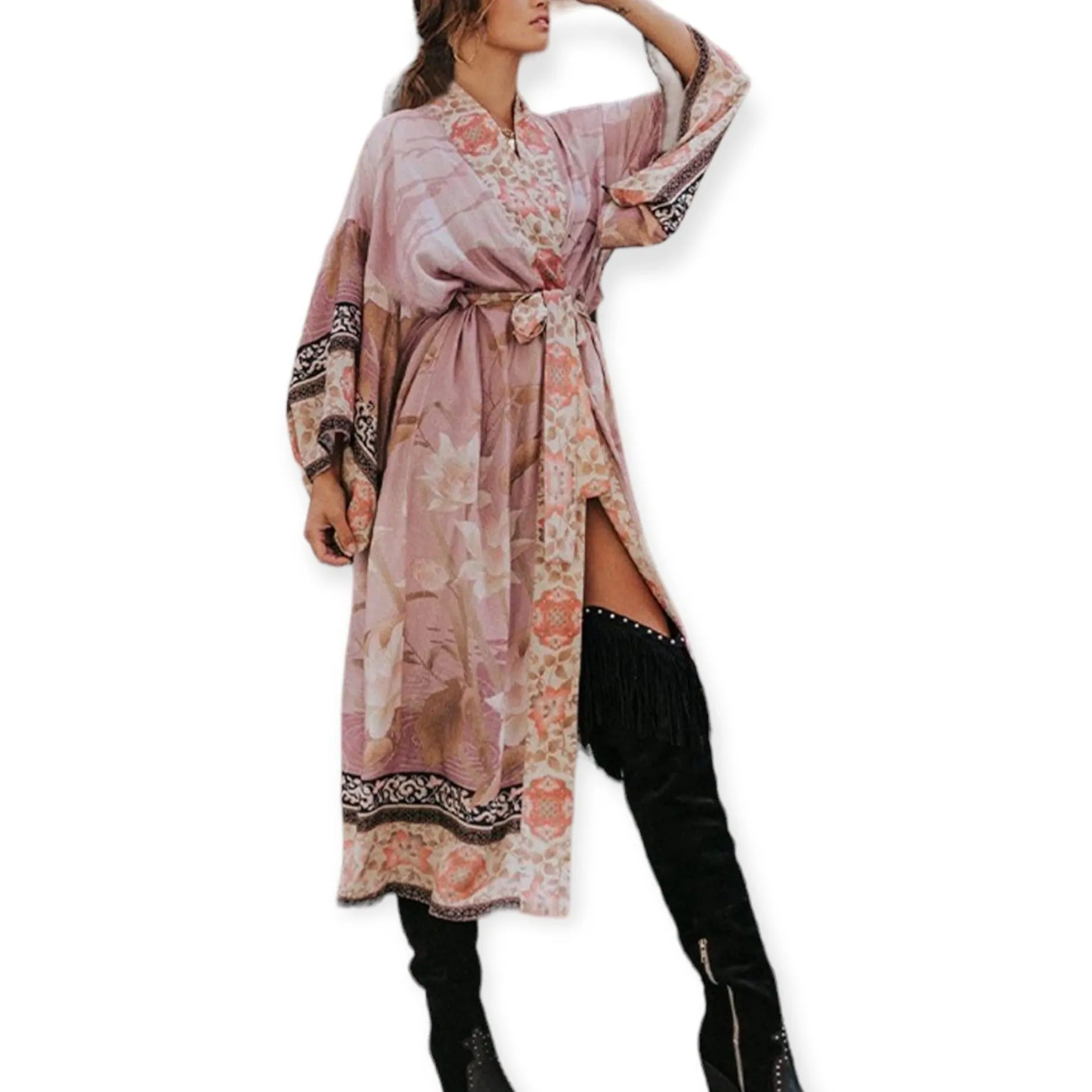 Pink Paradise Kimono Beach Cover-Up