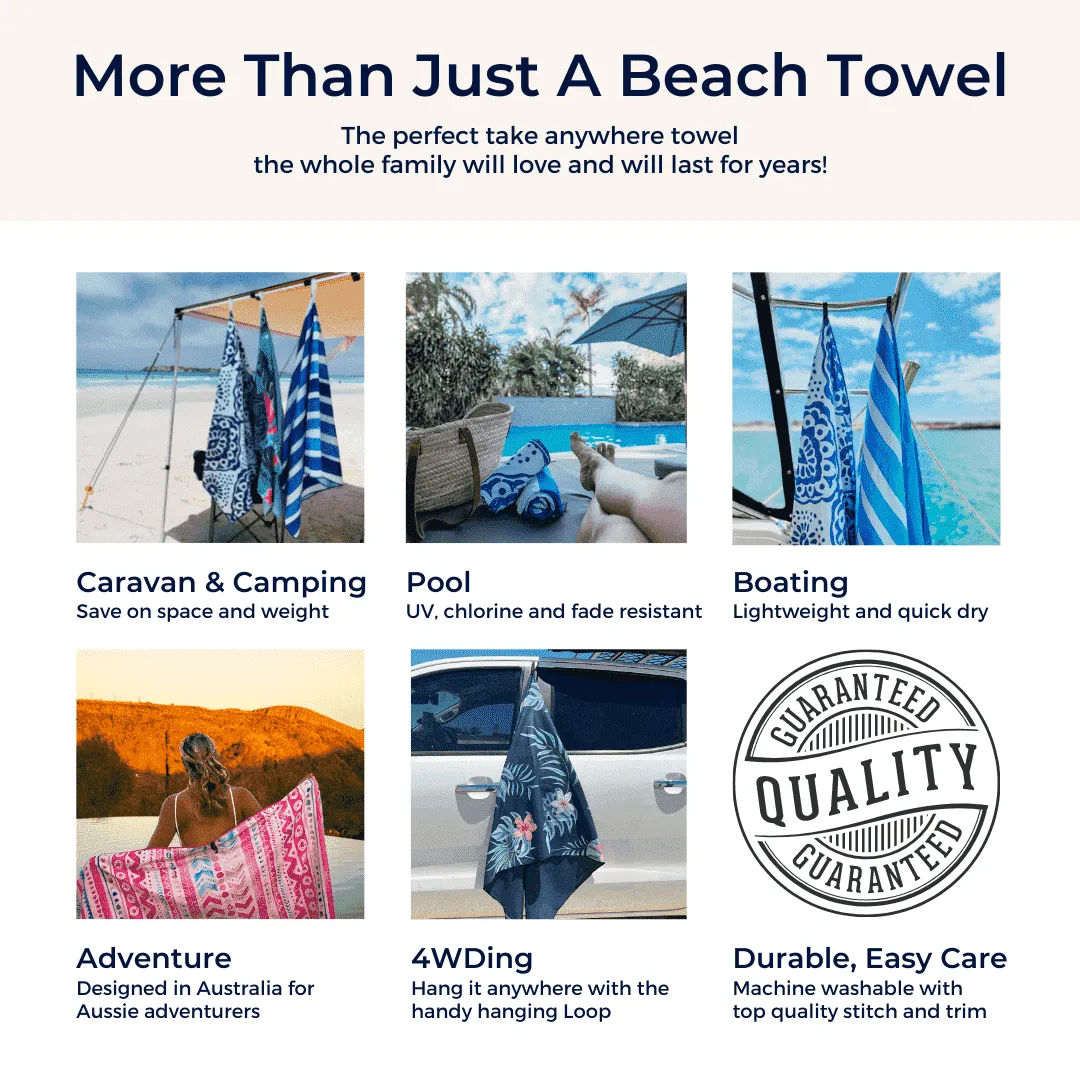 Pink Sands Large Beach Towel & Pouch
