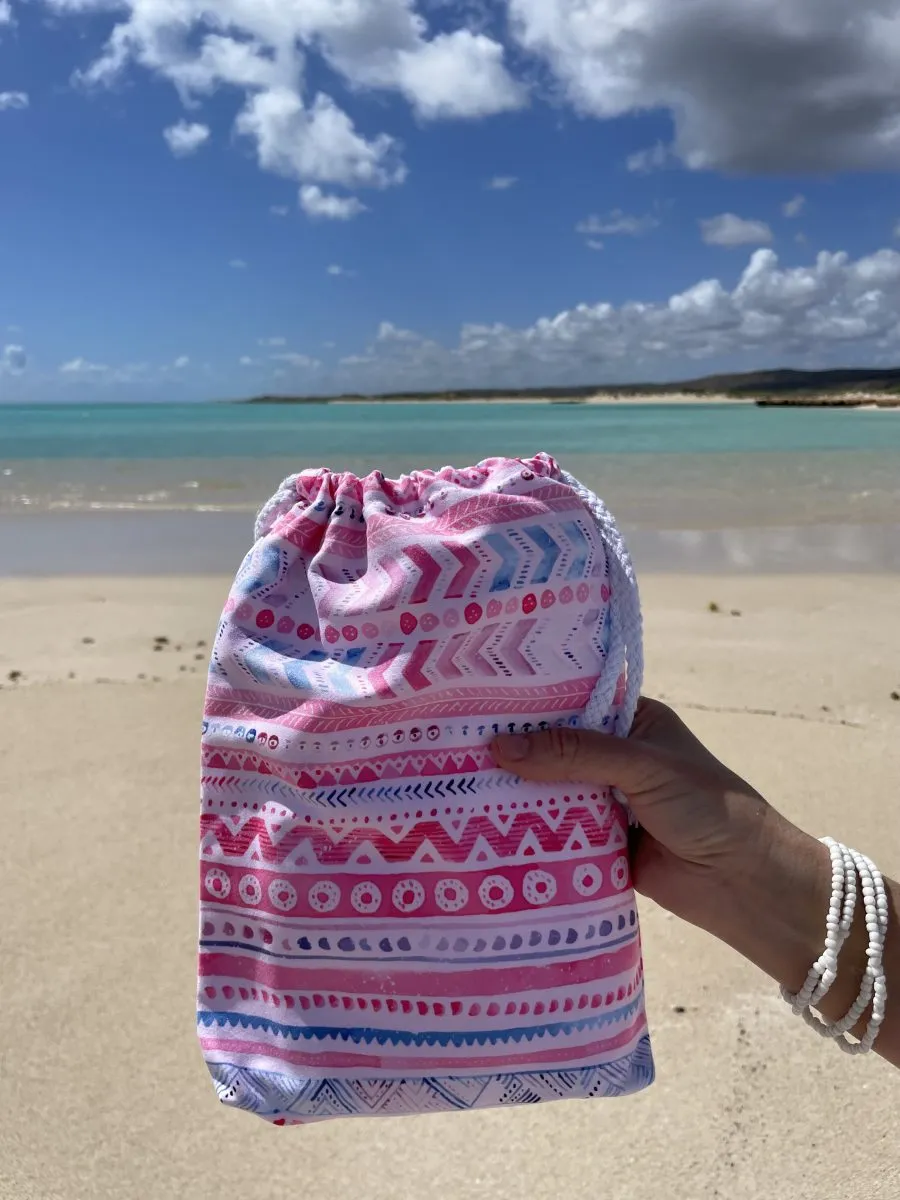 Pink Sands Large Beach Towel & Pouch