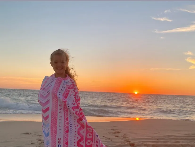 Pink Sands Large Beach Towel & Pouch