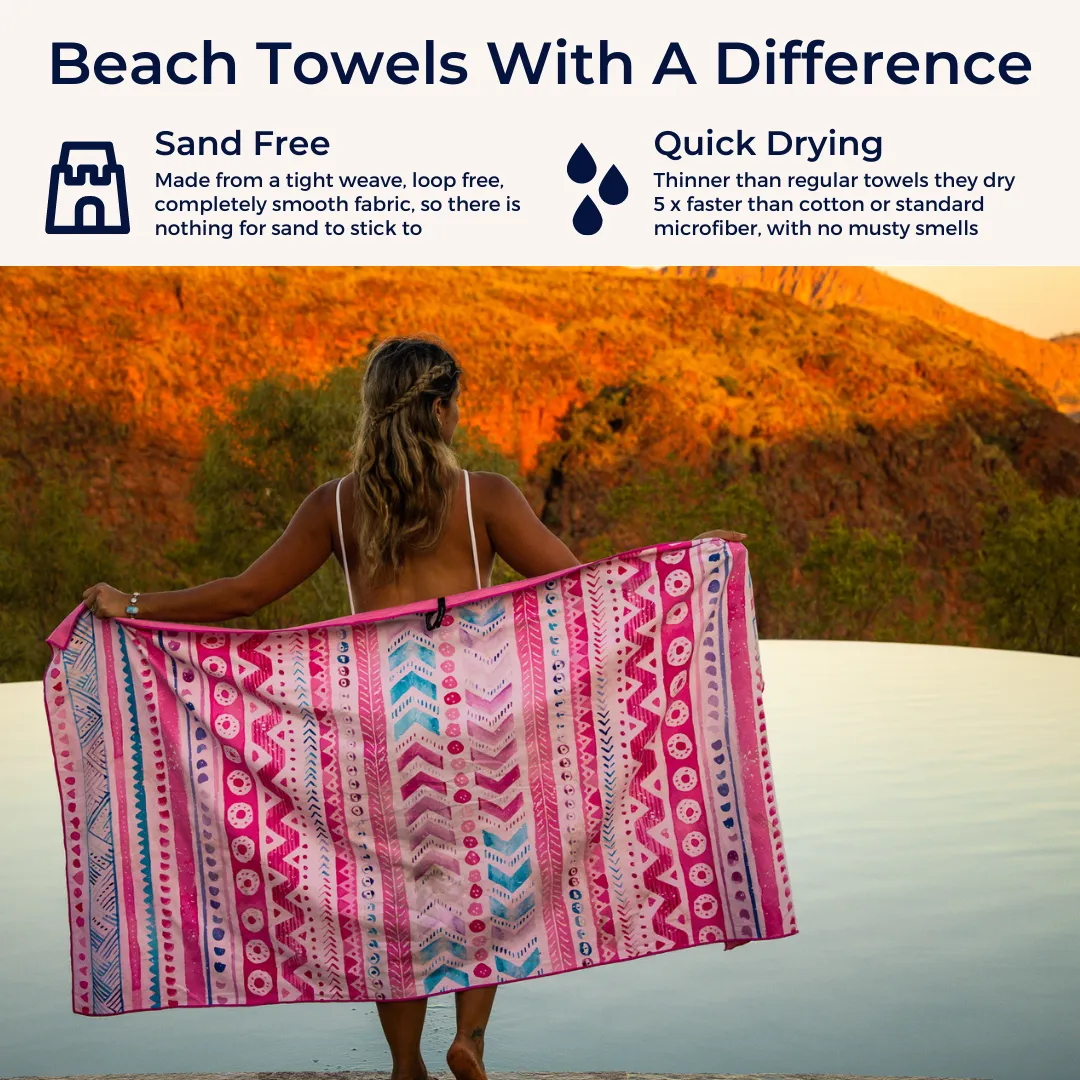 Pink Sands Large Beach Towel & Pouch