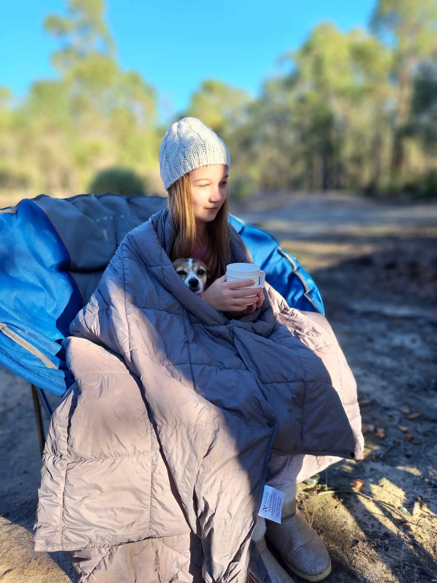 Puffy Camping Blanket, Grey