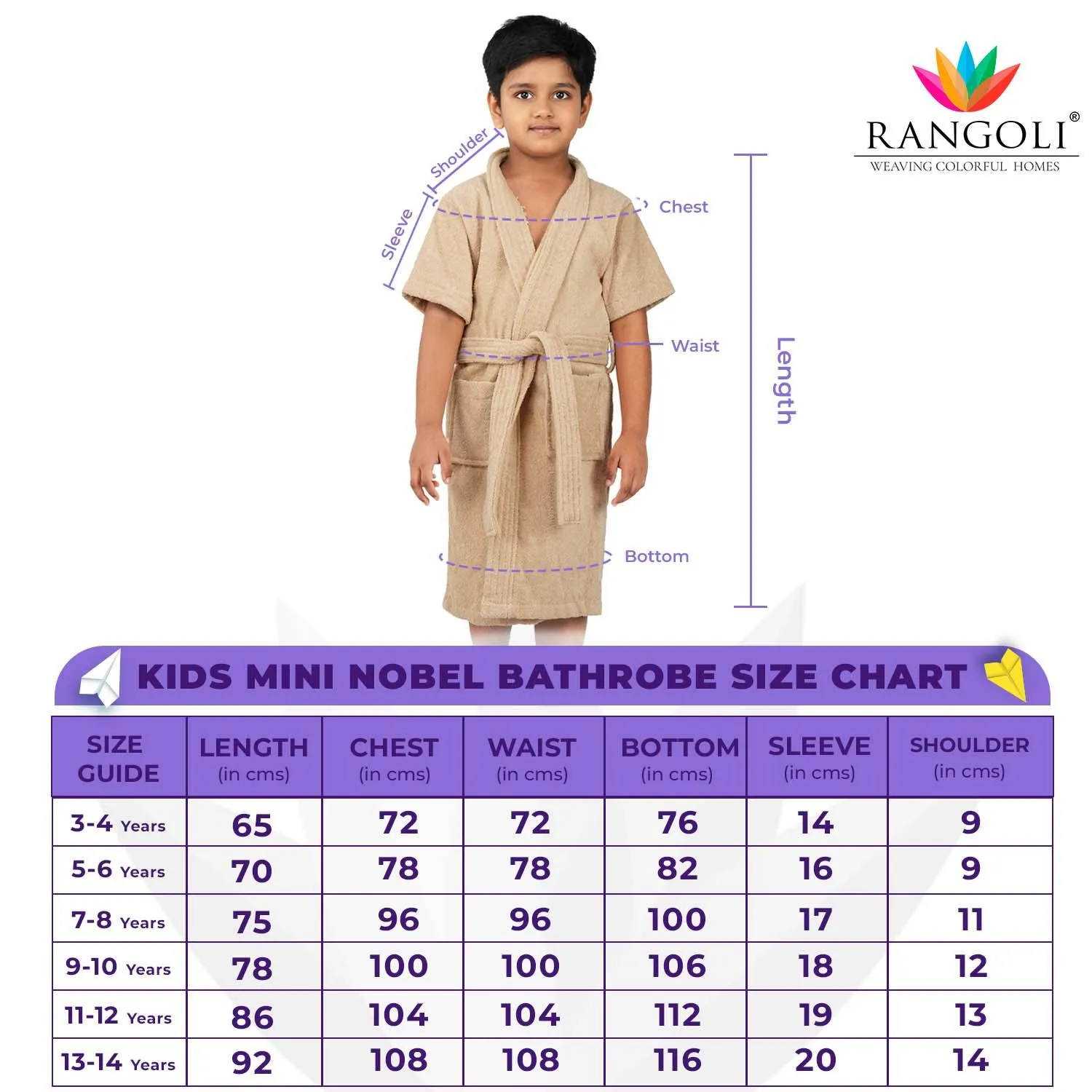 Rangoli Kids Mini Noble Cotton Bathrobe 400 GSM for Girl and Boys