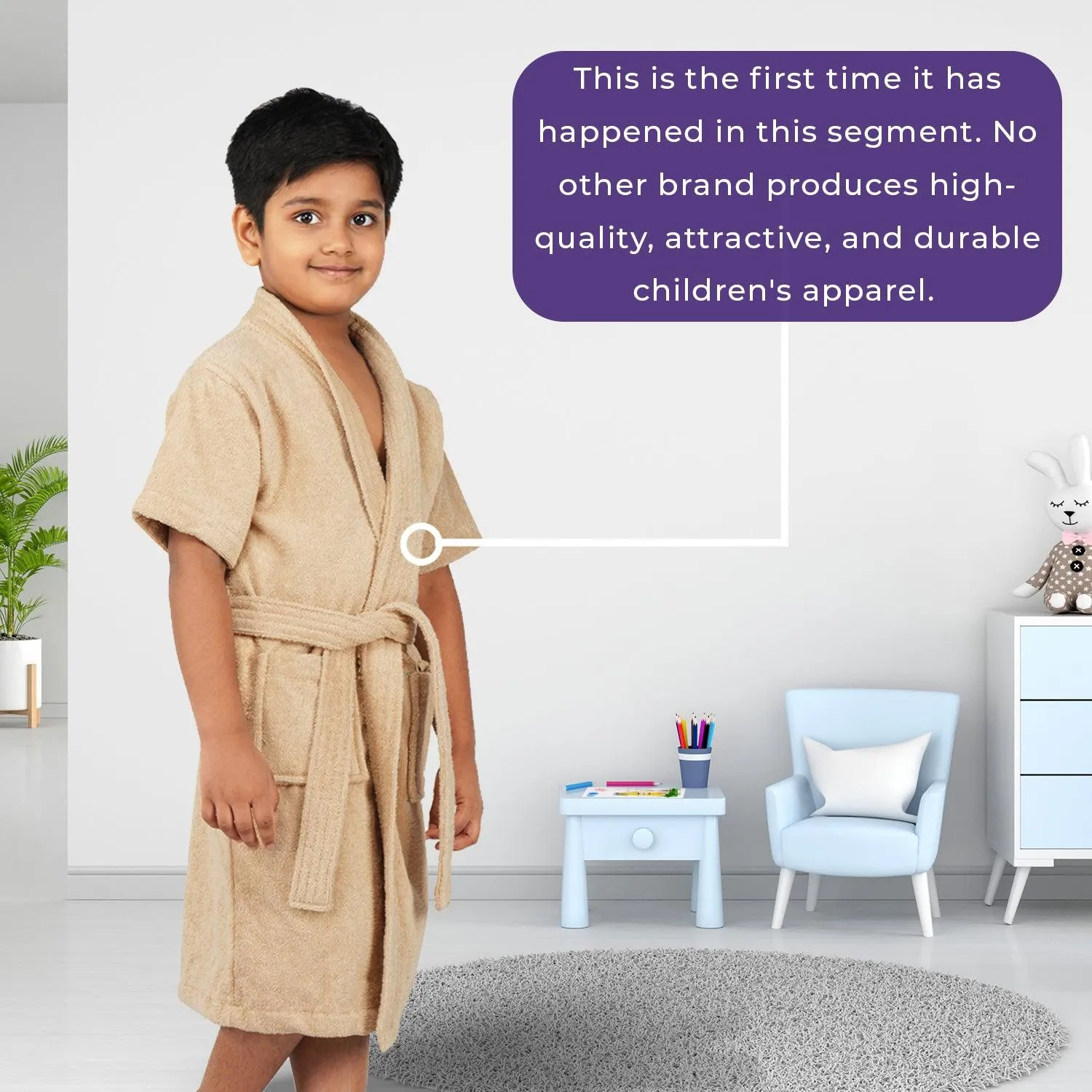 Rangoli Kids Mini Noble Cotton Bathrobe 400 GSM for Girl and Boys
