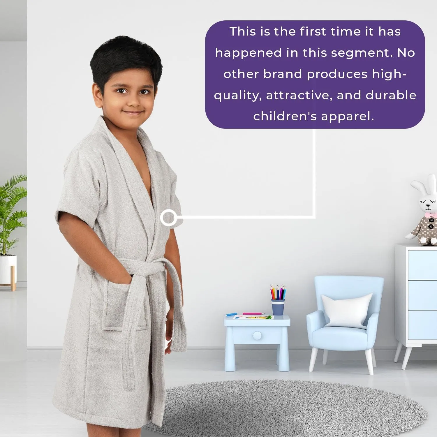 Rangoli Kids Mini Noble Cotton Bathrobe 400 GSM for Girl and Boys