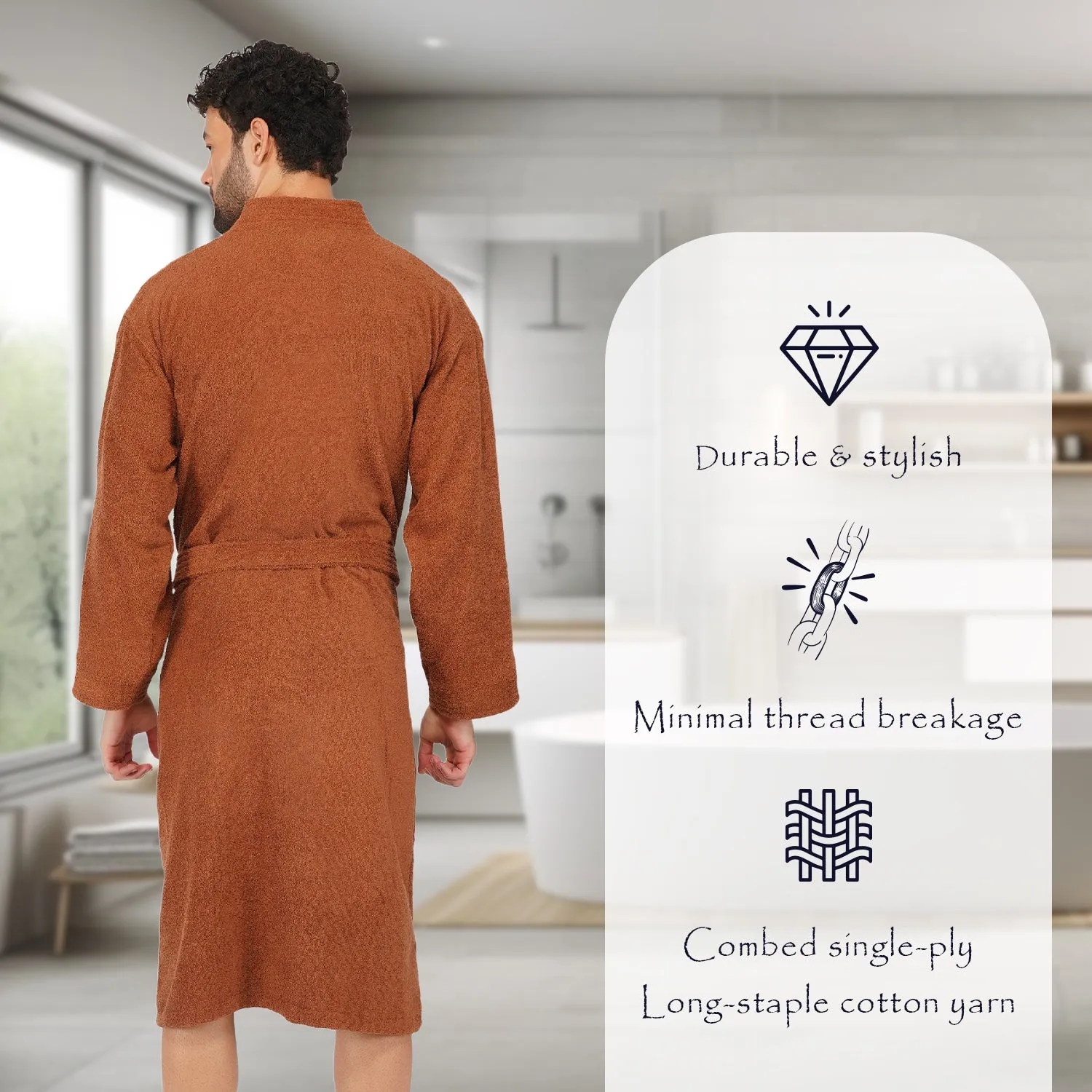 Rangoli Noble Cotton Adult Bathrobe for Men 400 GSM