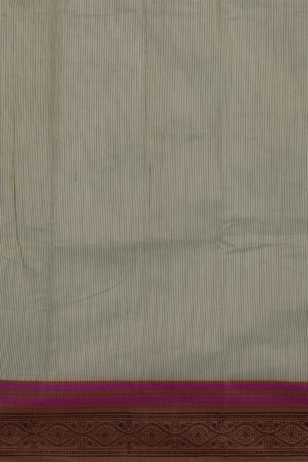 Sage green block printed chanderi saree
