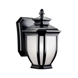 Salisbury 10 In 1-Light Outdoor Wall Light With Satin Etched Linen Glass, Black Finish