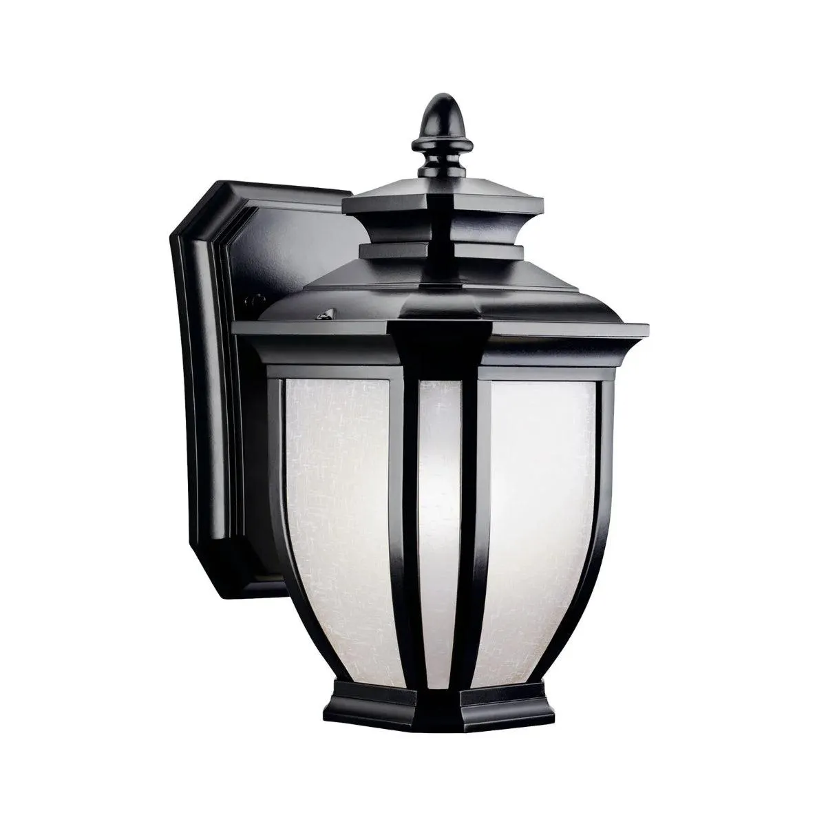 Salisbury 10 In 1-Light Outdoor Wall Light With Satin Etched Linen Glass, Black Finish