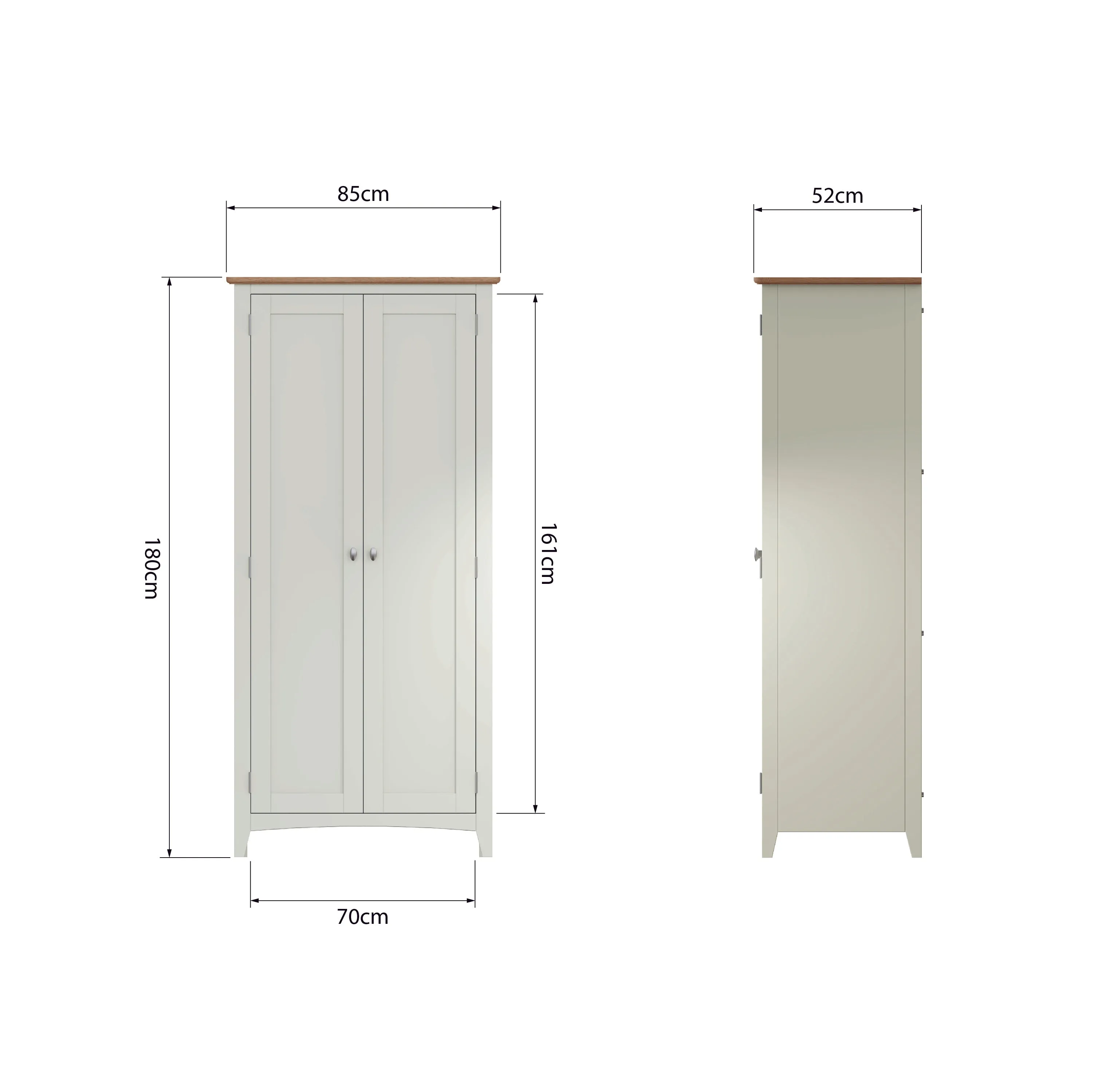 Salisbury Pure White Wardrobe 2 Door Full Hanging 85 x 52 x 180 cm