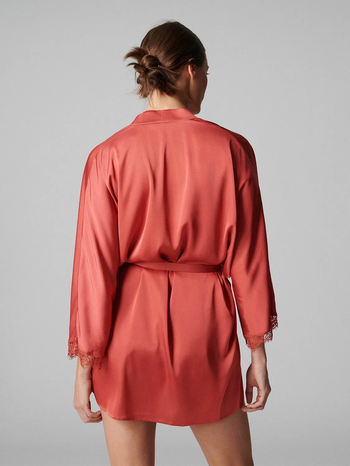 Satin Secrets Kimono - Quartz Pink