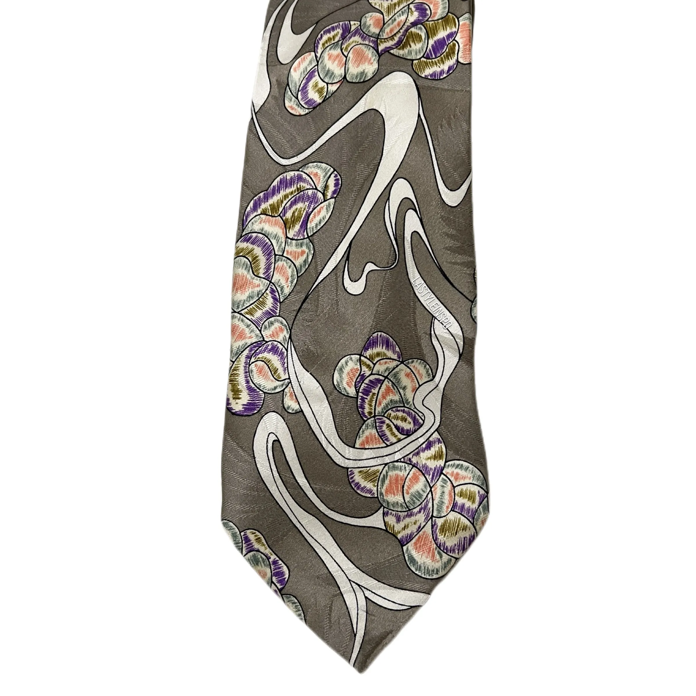 Screenplay by Martin Wong Men 100% Silk Tie Beige White