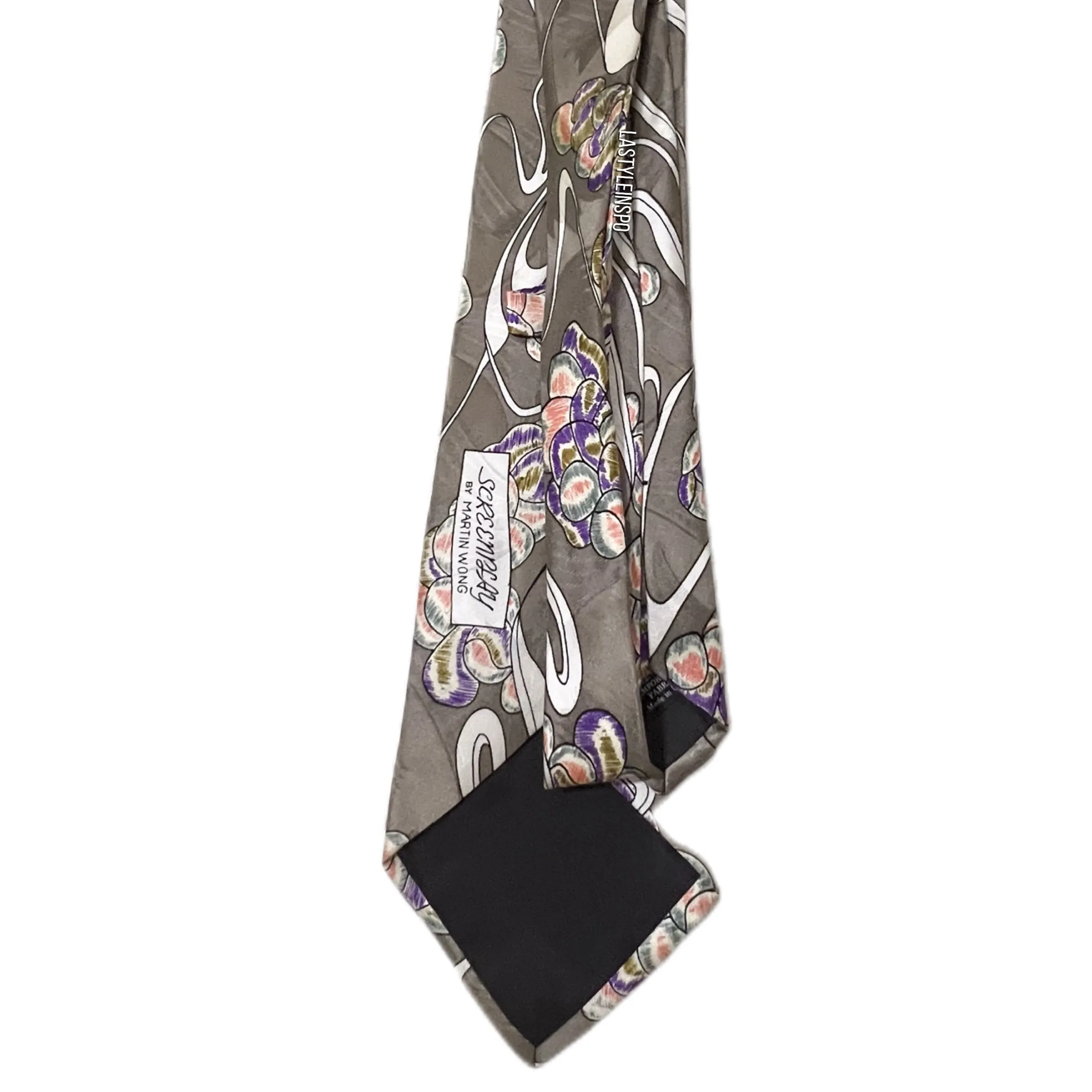 Screenplay by Martin Wong Men 100% Silk Tie Beige White