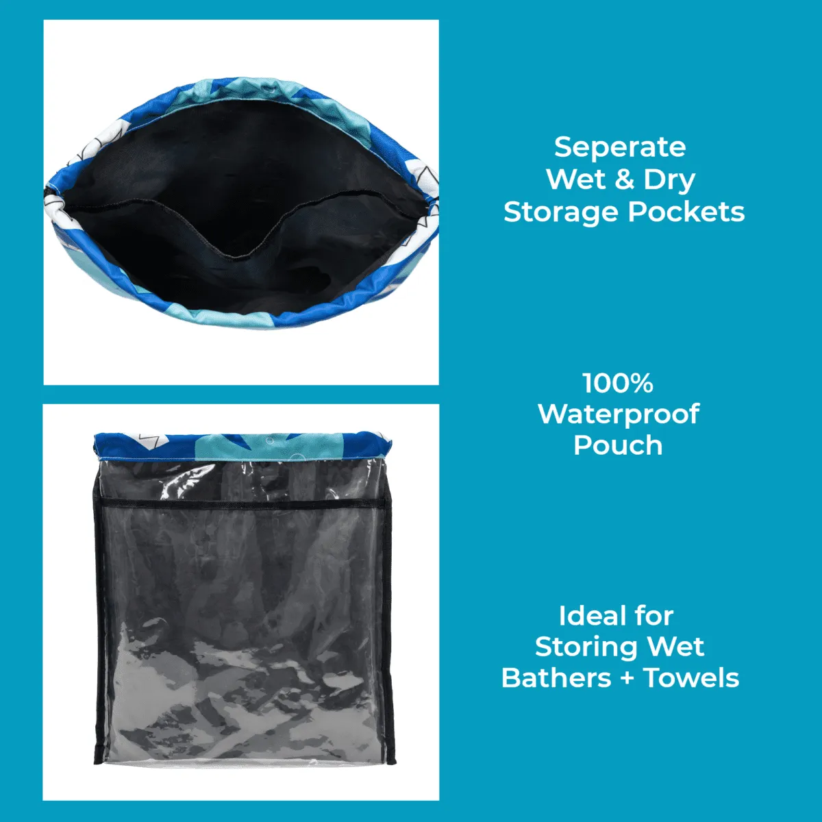 Shark Drawstring Swim Bag