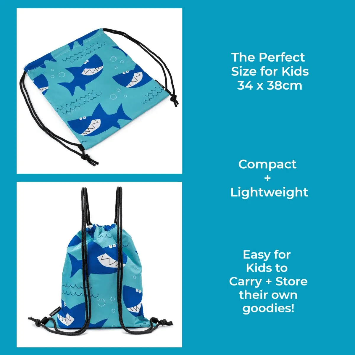 Shark Drawstring Swim Bag