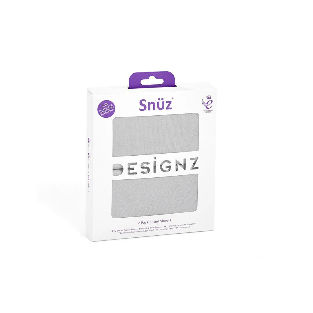 Snuz Crib Fitted Sheets - Grey - 2 Pack