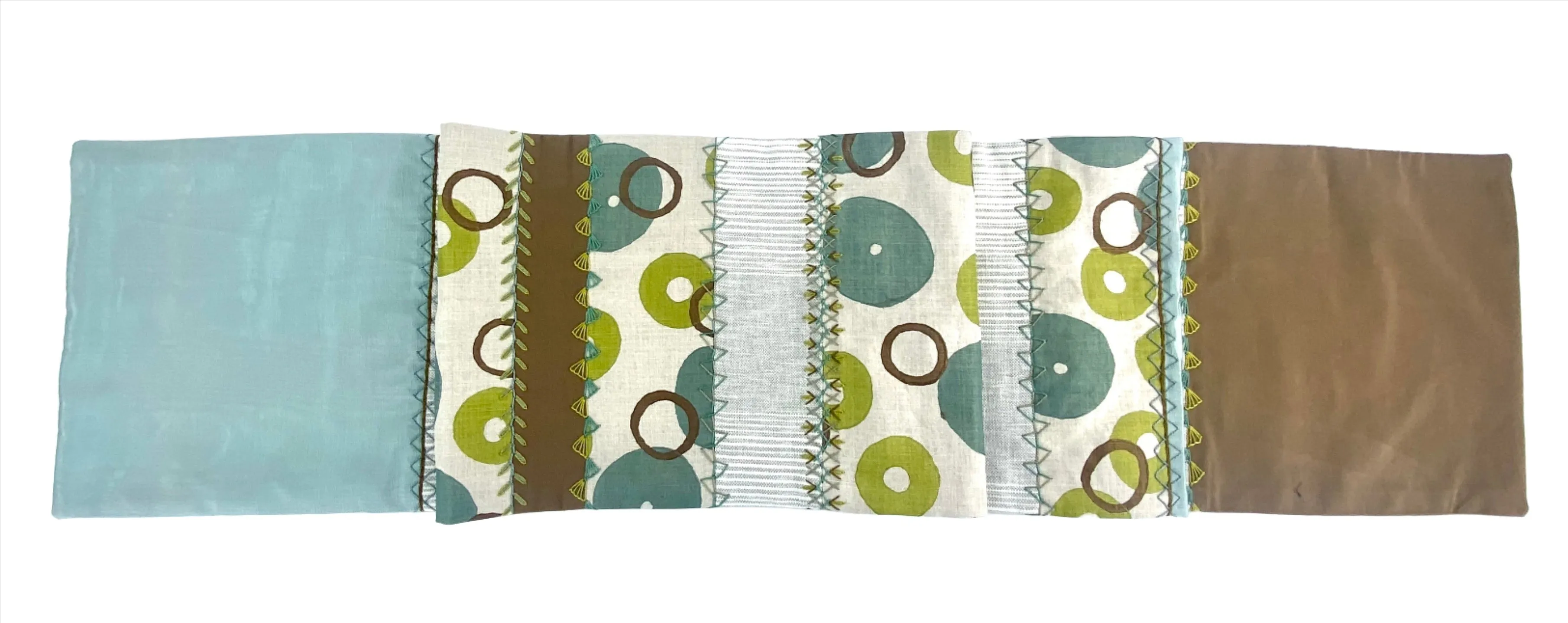 Sonata Design Embroidered Table Runner on ecru