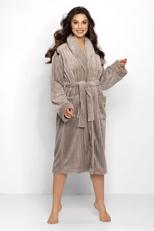 Stylish beige women's bathrobe