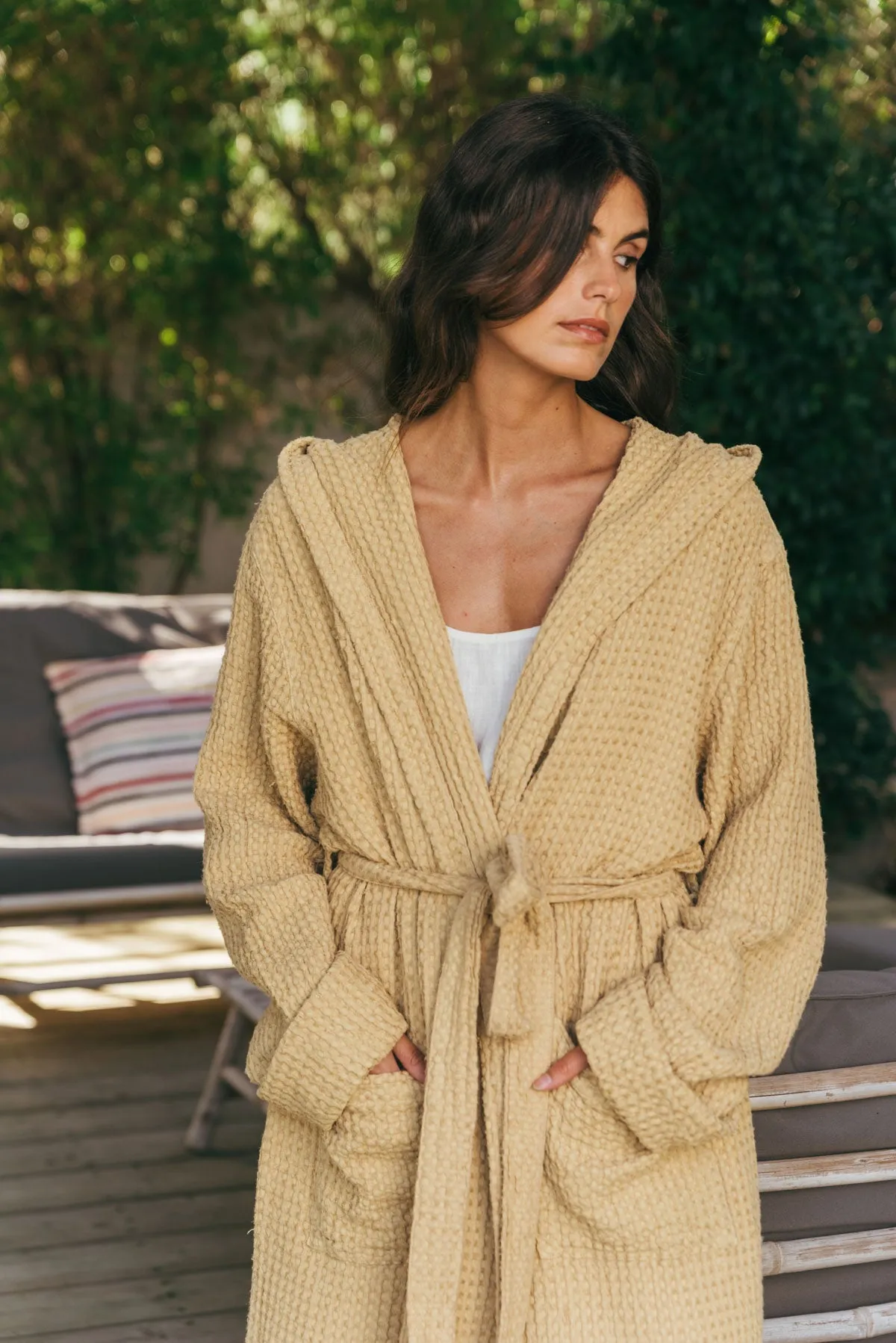 Waffle linen bathrobe Snuggle