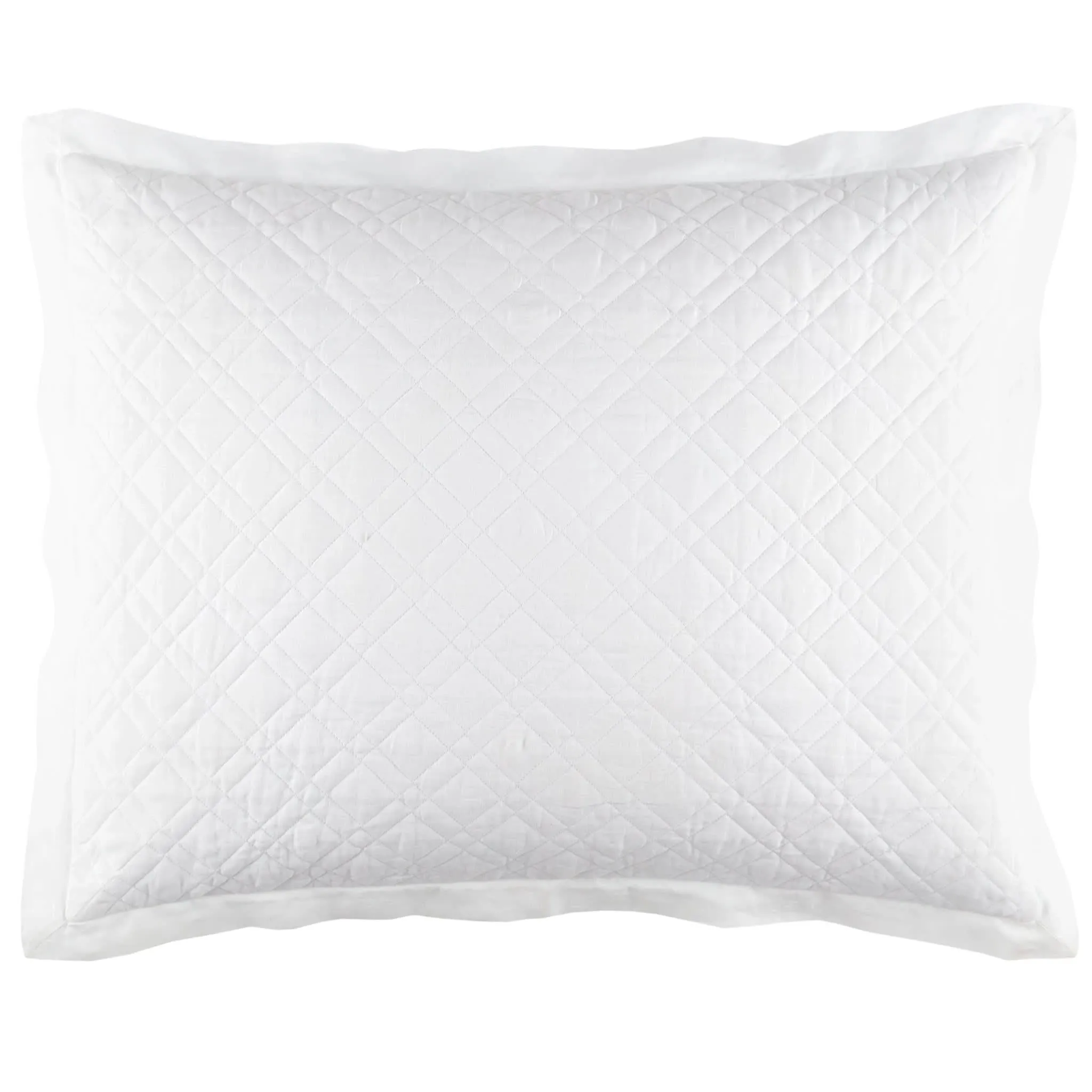 Washed Linen White Quilted Sham