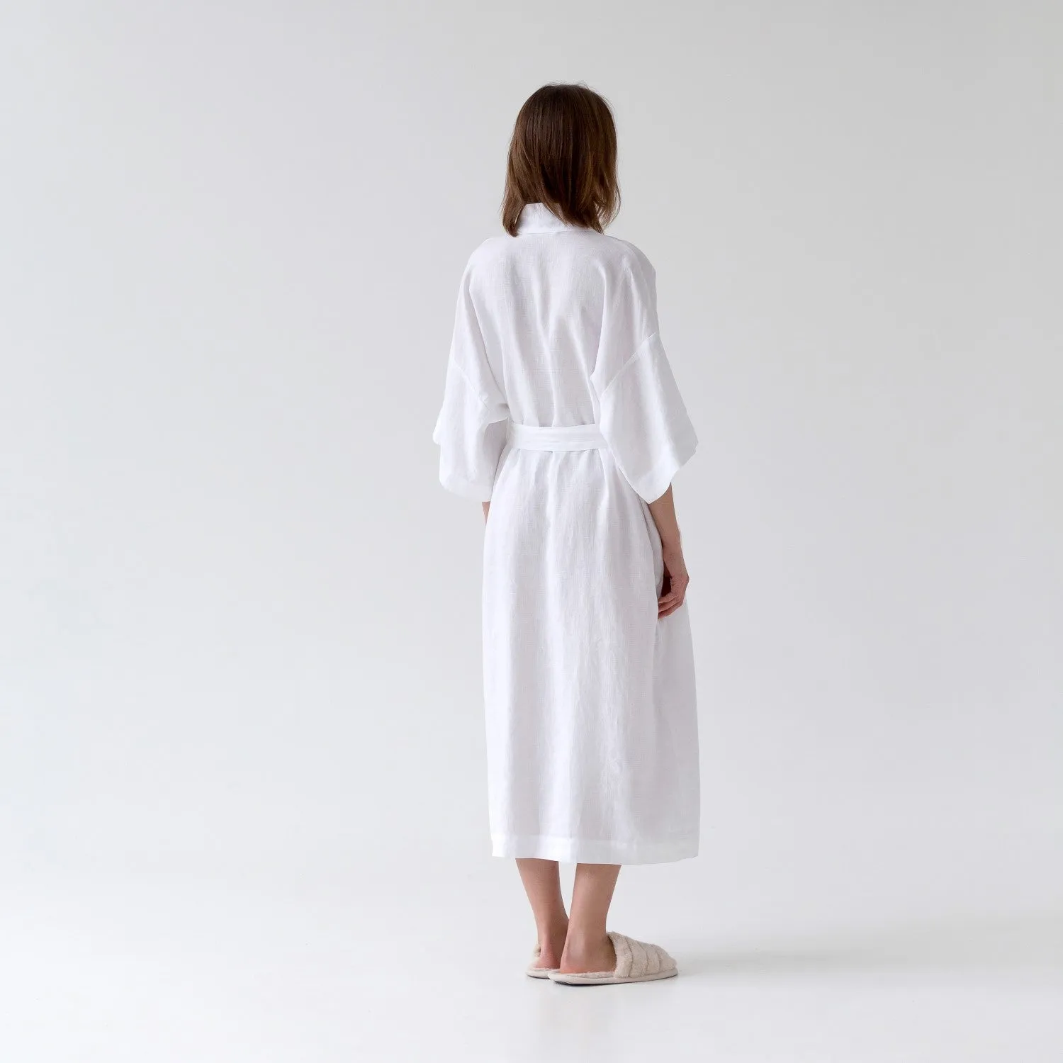 White Linen Bathrobe