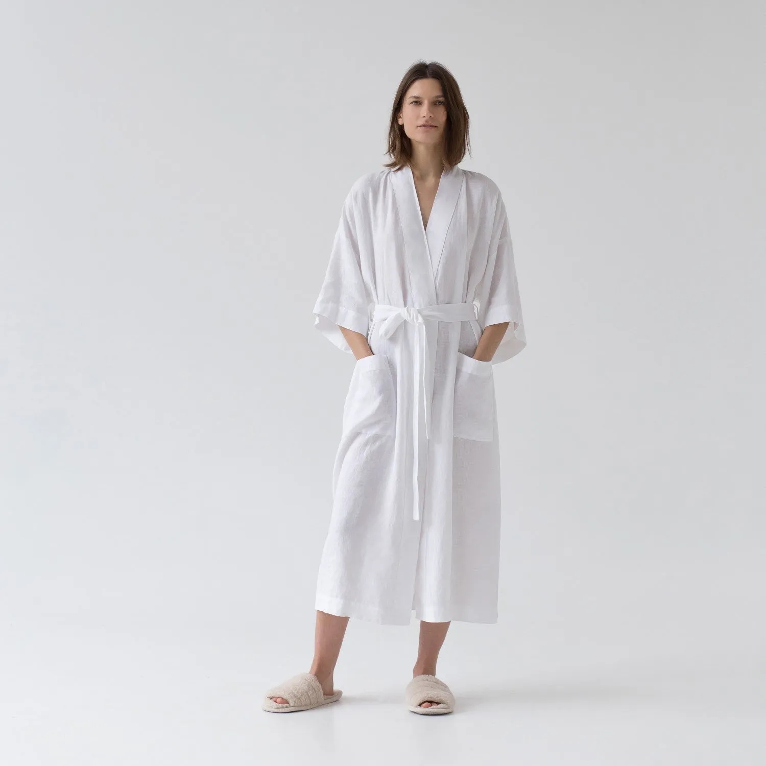 White Linen Bathrobe