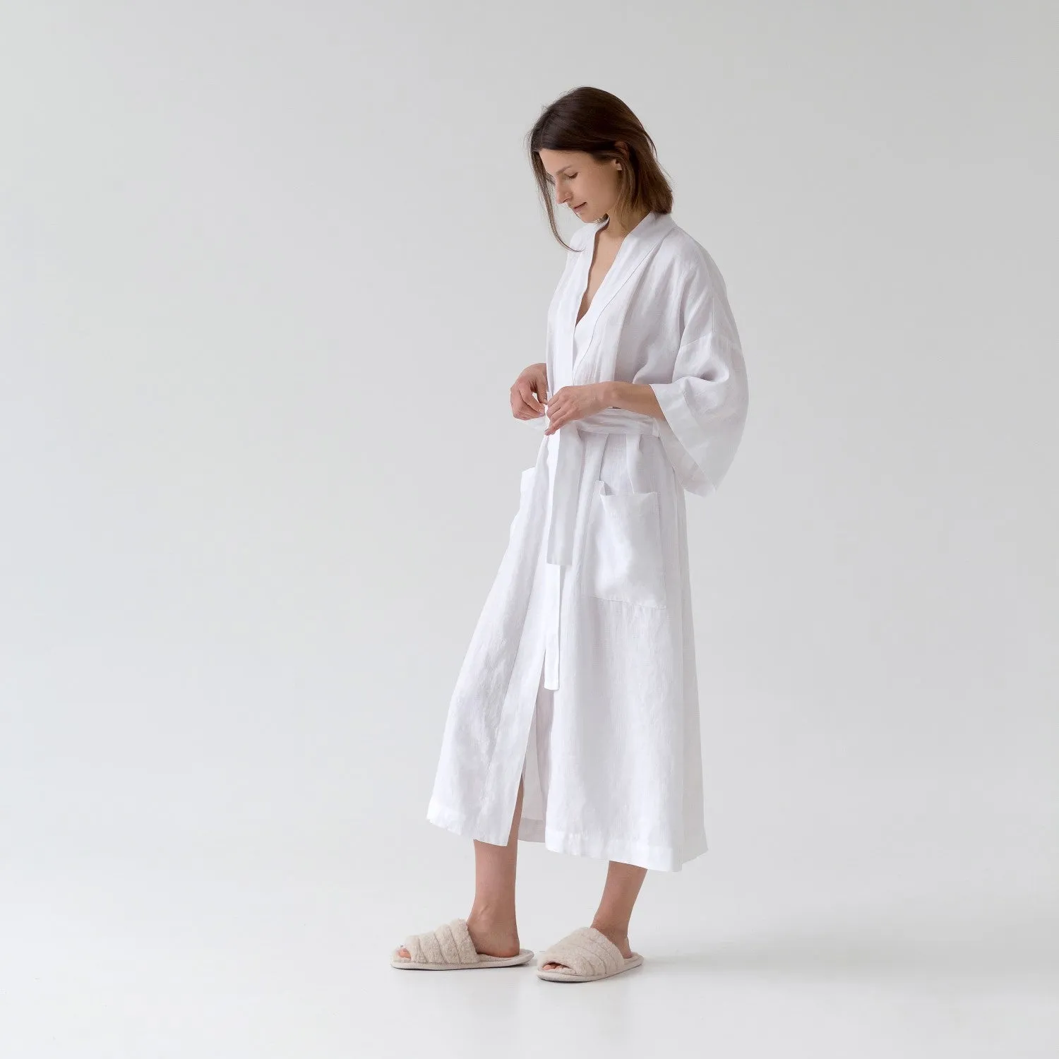 White Linen Bathrobe