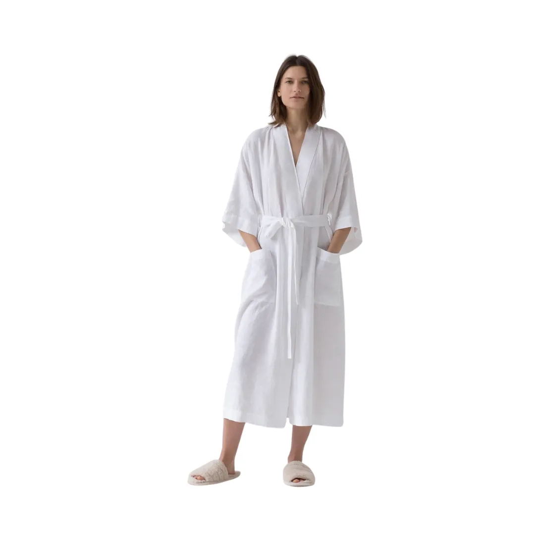 White Linen Bathrobe