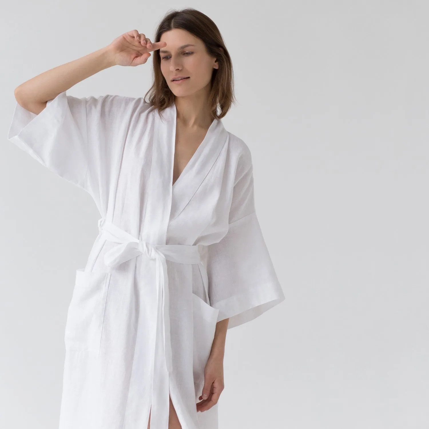 White Linen Bathrobe